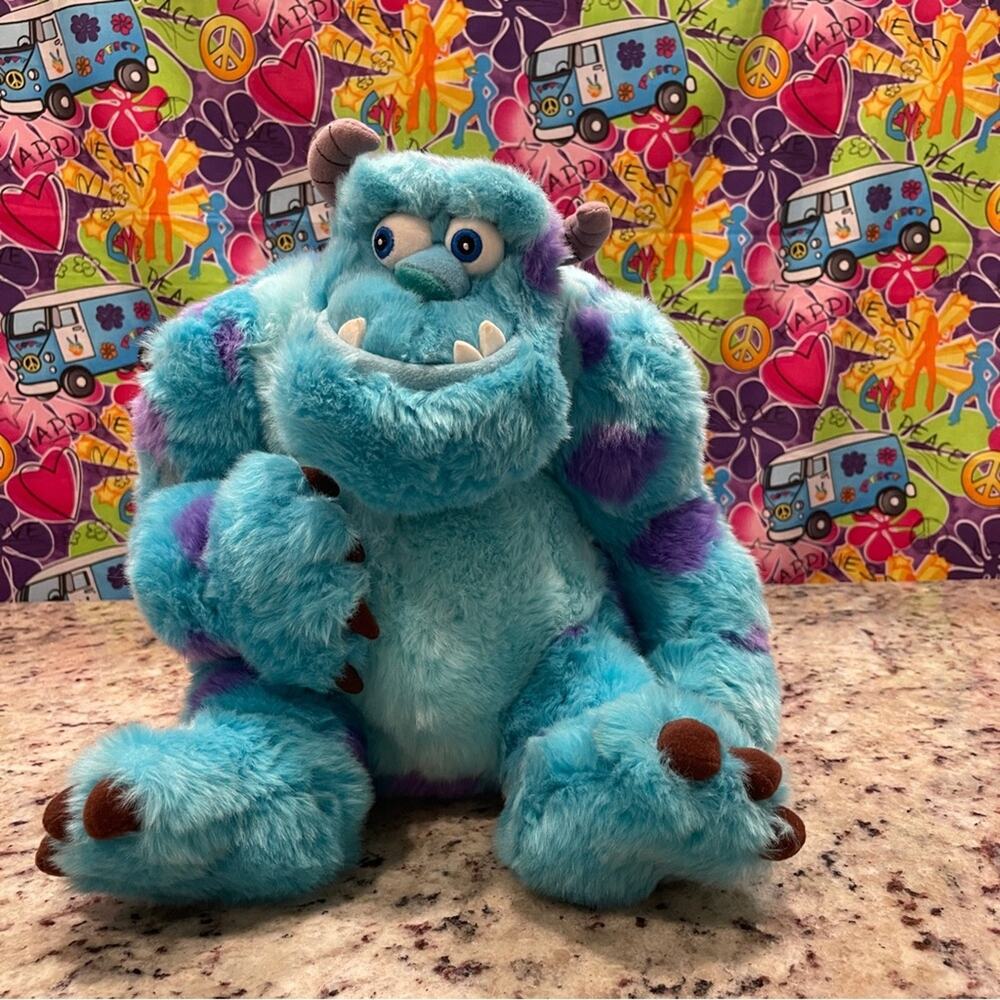 Disney Blue and Purple Monster  Inc Sully Plush 12" Seated 11" Wide Disney Store